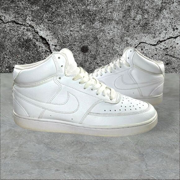 Nike COURT VISION Mid BASKETBALL SHOES Triple White CD5466-100 MEN’S Size 8.5 - Picture 1 of 11